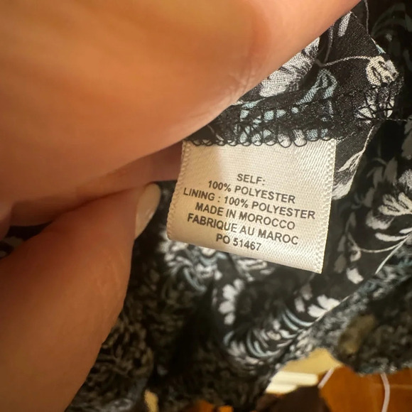 MISA Los Angeles Black Floral Mini Dress Split Neck Blouson Tiered Ruffle Sz M - Picture 6 of 14